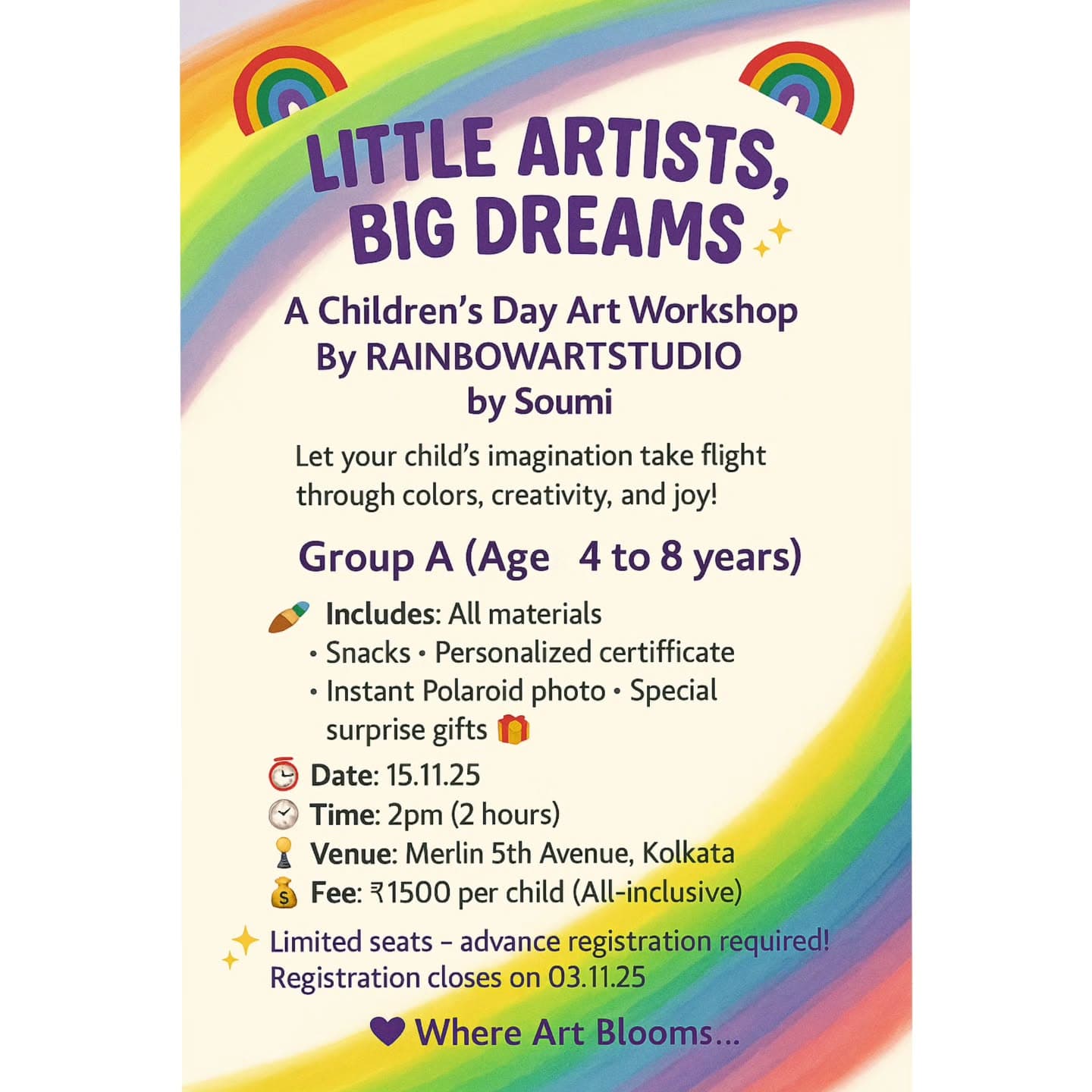 Brushes and palette knives resting beside a canvas in progress.