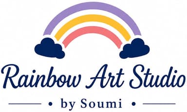 Rainbow Art Studio logo with a rainbow and clouds