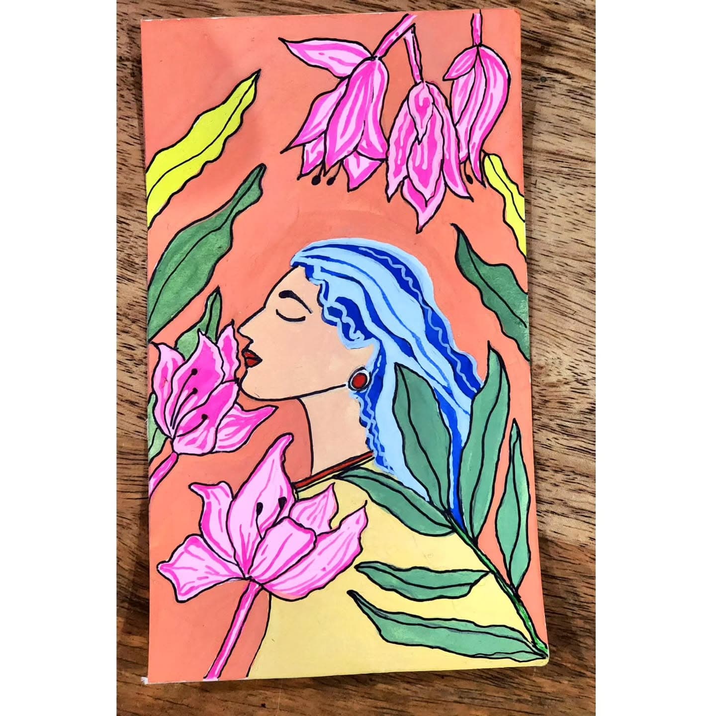 Light blue floral-inspired abstract painting.